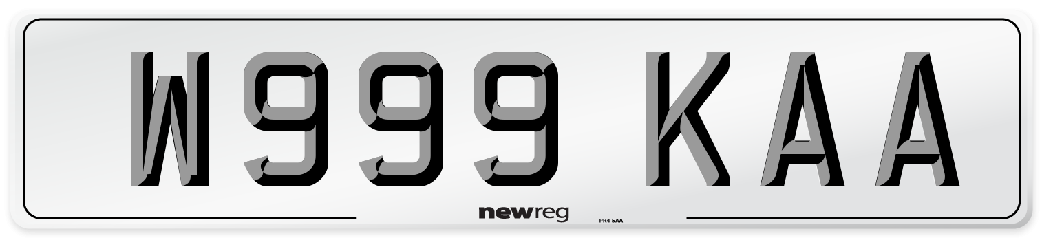W999 KAA Number Plate from New Reg